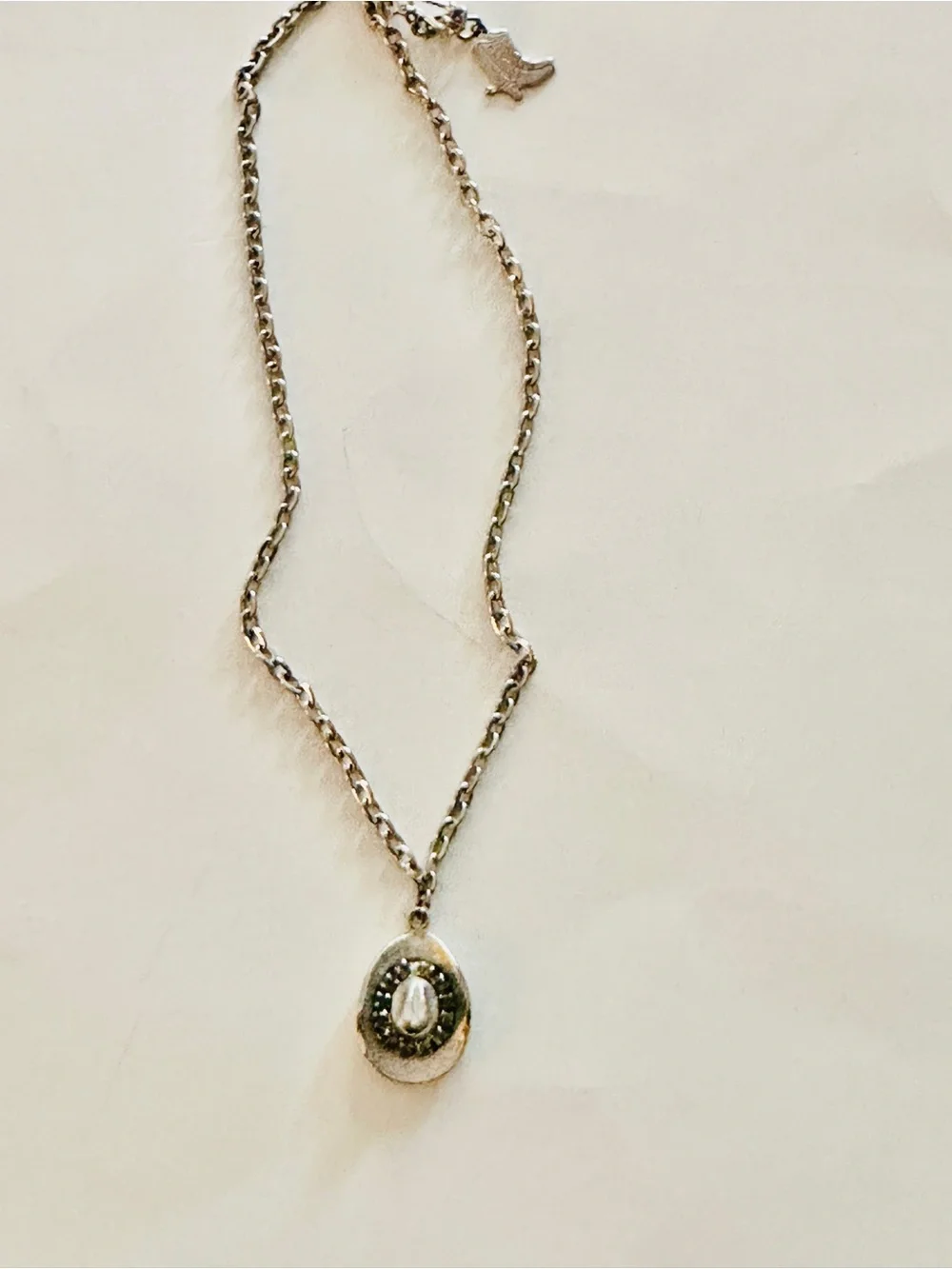 Necklace Silver Cowboy Cowgirl Western Rodeo Hat Pendant Charm With Chai